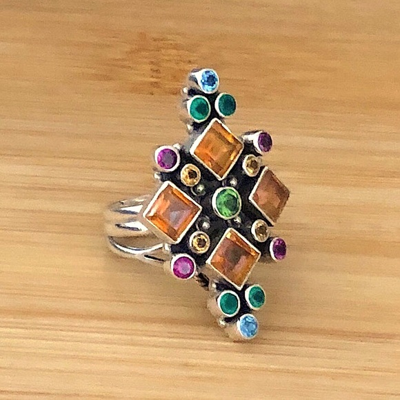 $82  Nicky Butler Estate Multi Colored Dinner   Sterling Silver  Size 9 - Picture 3 of 5